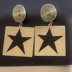 James Avery 14k gold Silver Lone star Dangle Earrings